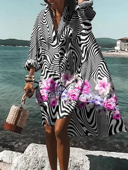 С197 туника пляжная женская зебра с розовым