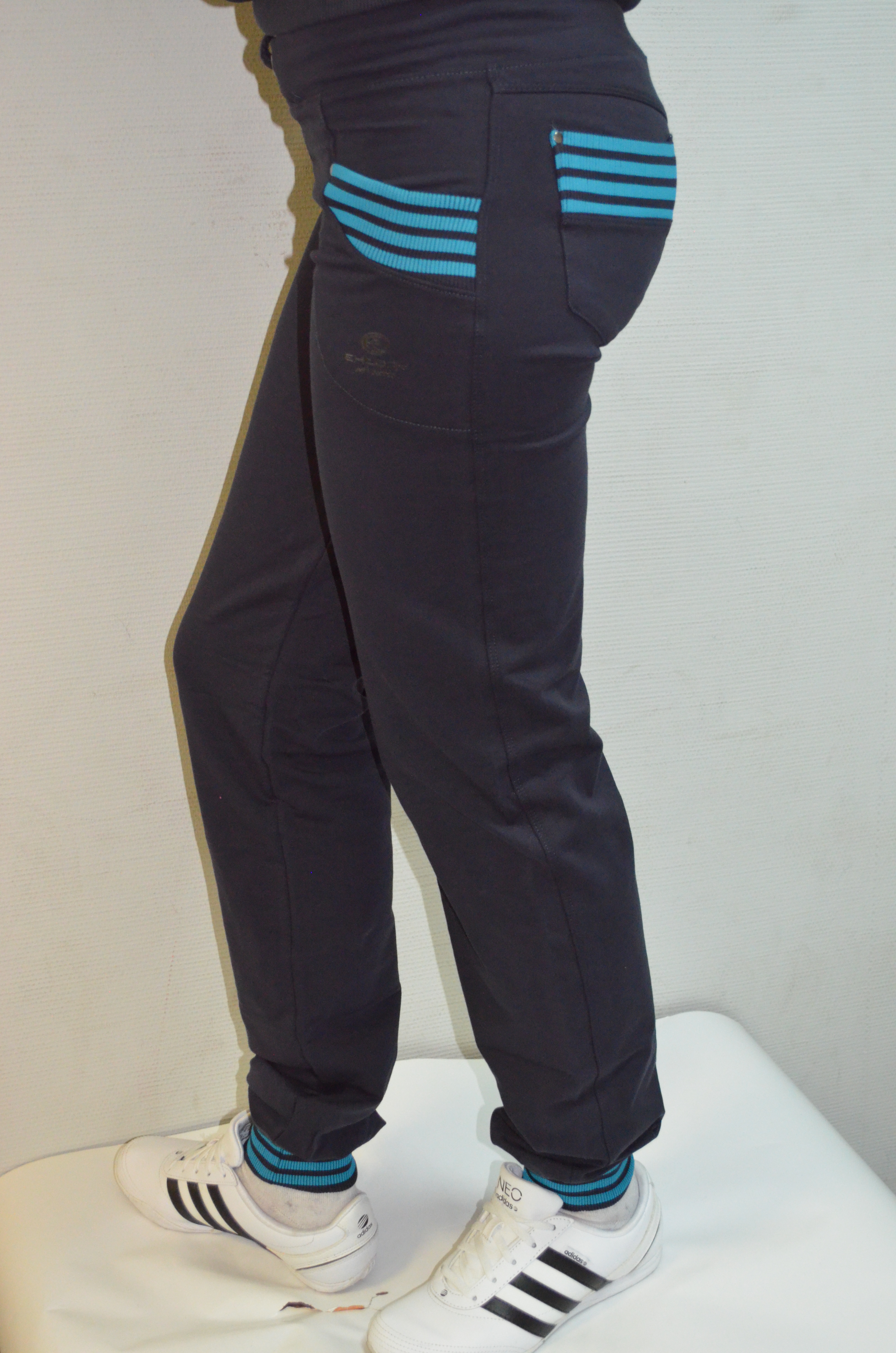 EXTORY BR 0701.0025 брюки женские на манжете серый с бирюзой (XS-L)